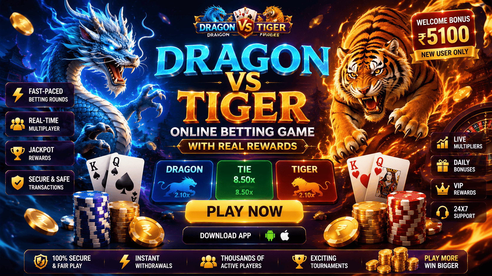 Dragon VS Tiger Online Betting Game With Real Rewards